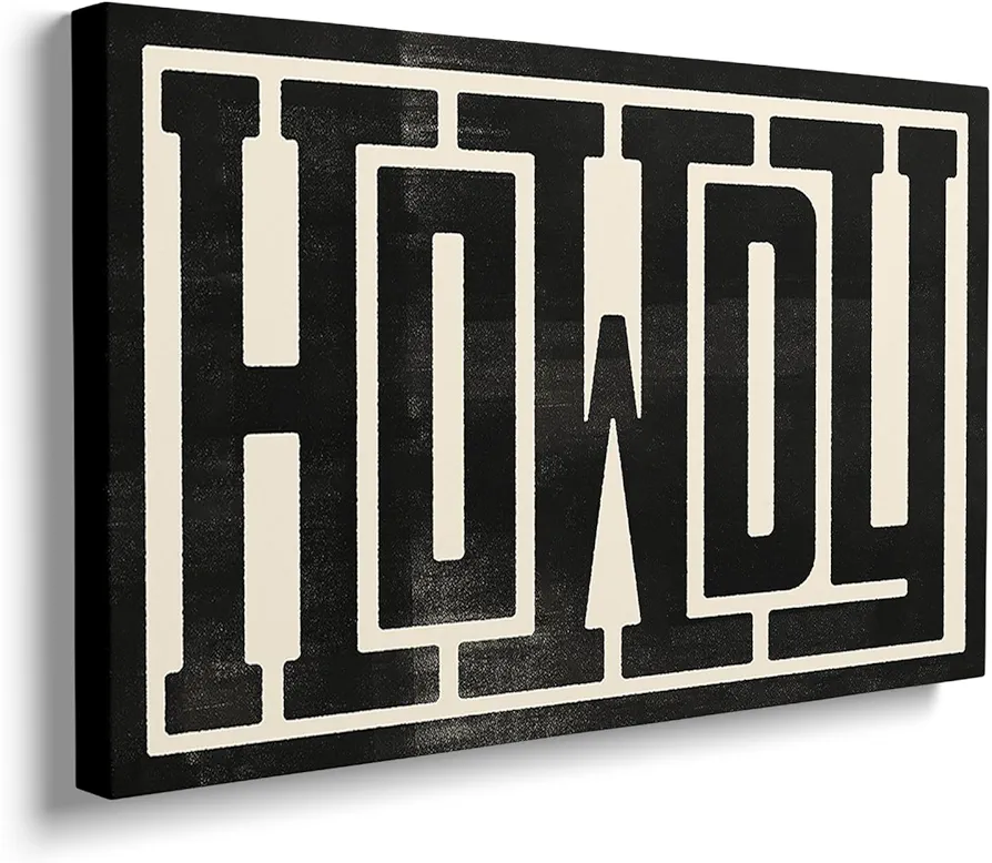 GUBIYU Howdy Typography Art Print, Western Decor, Southwestern Wall Art, Modern Design Poster, Southern Home Art, Type Design, Ranch Wall Decor Living Room Home Decoration Gift for Girl Teens 16"x24"