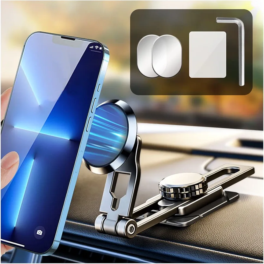 Magnetic Phone Holder for Car-N50 Super Magnet Phone Mount for Car Dashboard,Heauy Duty 720° Rotation + Folding Car Mount Compatible with Magsafe&All Phones