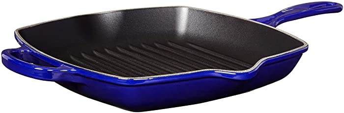 Le Creuset Enameled Cast Iron Signature Square Skillet Grill, 10.25", Indigo