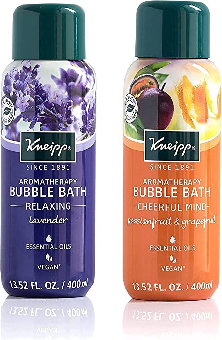 Kneipp Fave Aromatherapy Set: Relaxing Lavender Bubble Bath + Cheerful Mind Passionfruit & Grapefruit Bubble Bath Duo