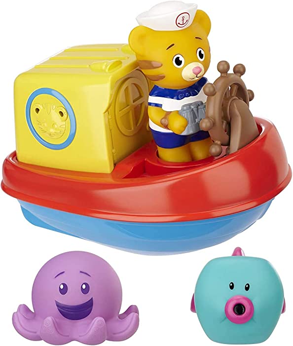 Daniel Tiger's Neighborhood Baby Bath Tub Toy Daniel's Bathtub Voyage Adventure, 6 Piece Set - Perfect for Baby/Toddler Boys and Girls 18 Months and up