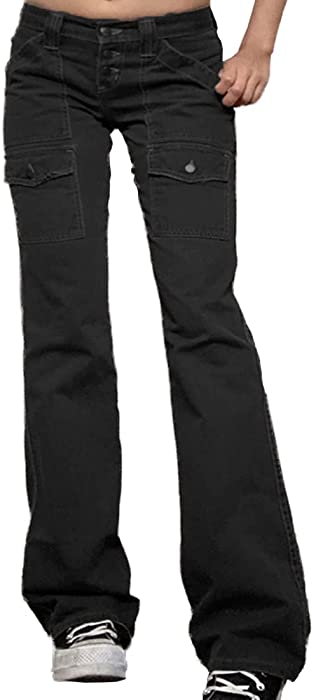 Viatabuna Y2k Flare Pants for Women Low Rise Black Bell Bottom Leggings Bootcut Trousers