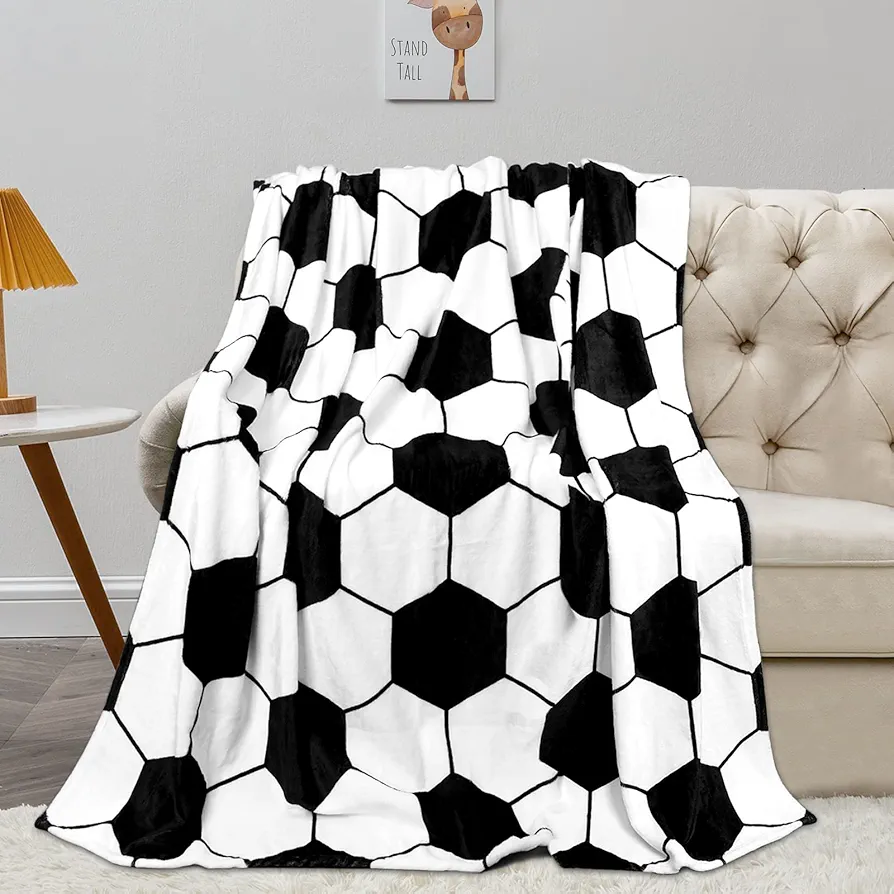 Soccer Blanket, Soccer Gifts for Boys Girls Soccer Lovers, Soft Fleece Throw Blanket for Kids Toddlers Teens Soccer Decor for Bedroom - 40x50 Inch