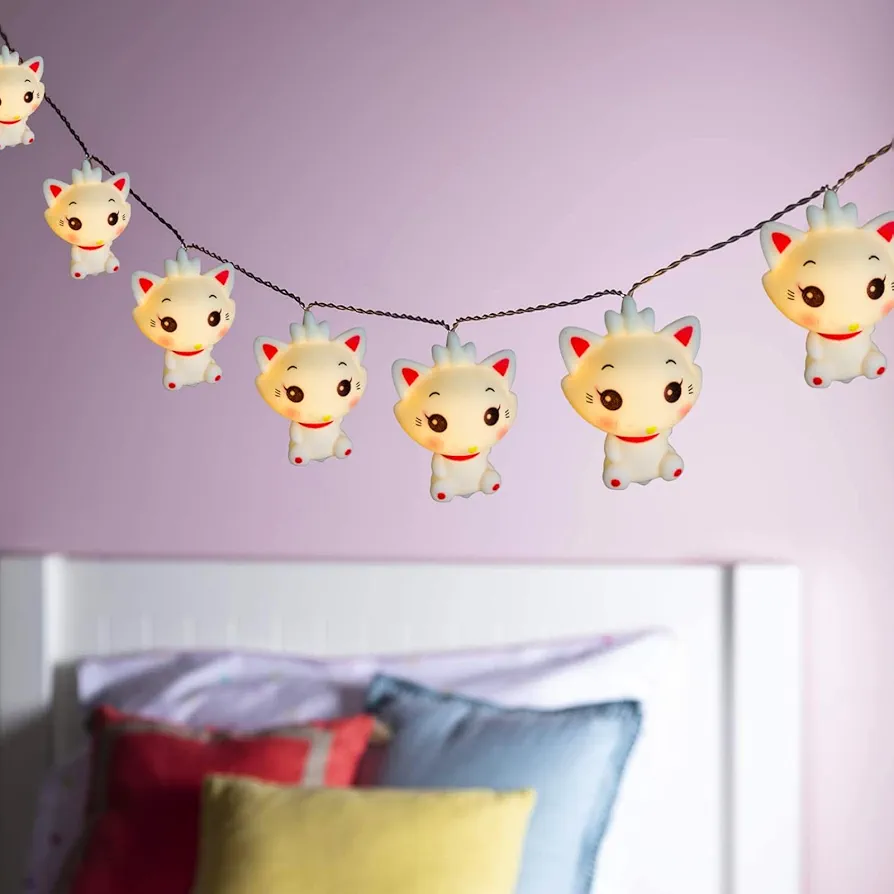 Cute Marie Cat LED String Lights,Battery Operated Marie Night Mood Light for Children Bedroom Holiday Pary Girls Room Wedding Decoration (1.65m/10led)