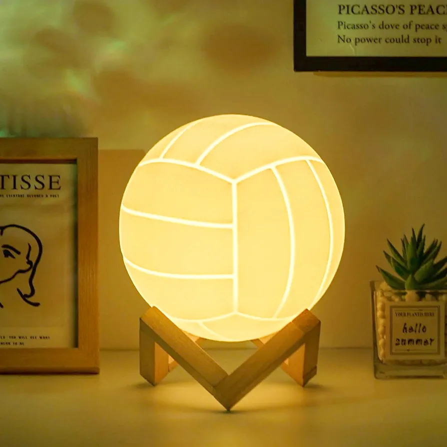 Volleyball 3D Night Light，16 Colors Volleyball Light Toys Sport Fan Volleyball Decor for Boys Room Birthday Gift Lamp (5.9inches)