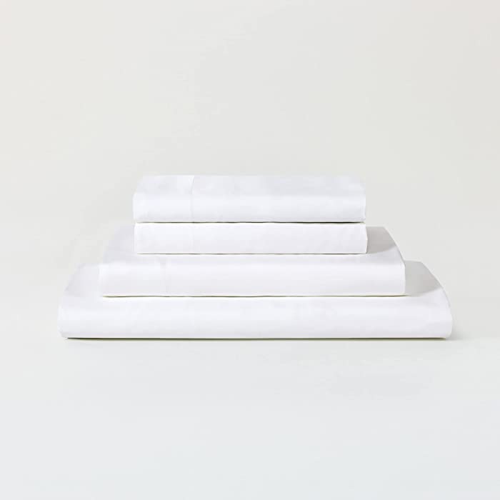 Sijo Premium 100% Austrian Eucalyptus Lyocell Tencel Sheet Set, Softer Than Silk, Architectural Digest 2022 Best Cooling Sheets Award Winner - 3pc - 2 Pillowcases 1 Fitted Sheet (Snow, Queen)