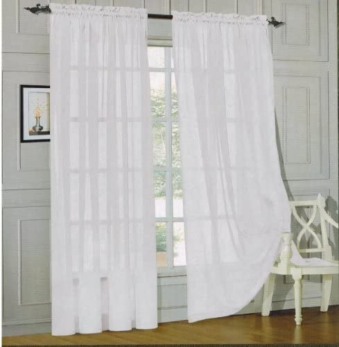 Elegant Comfort voile84 Window Curtains Sheer Panel with 2-Inch Rod Pocket, 60 Width X 84-Inch Length - White