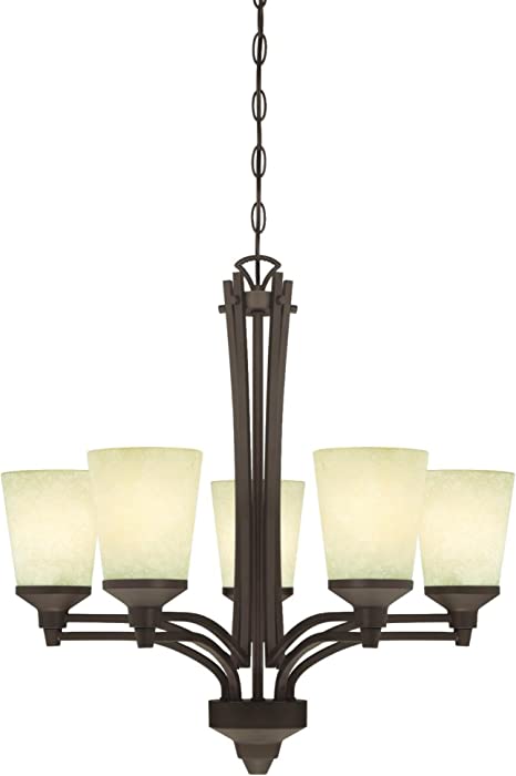 Westinghouse Lighting 6307100 Malvern Five-Light Indoor Chandelier, Oil Rubbed Bronze Finish with Smoldering Scavo Glass