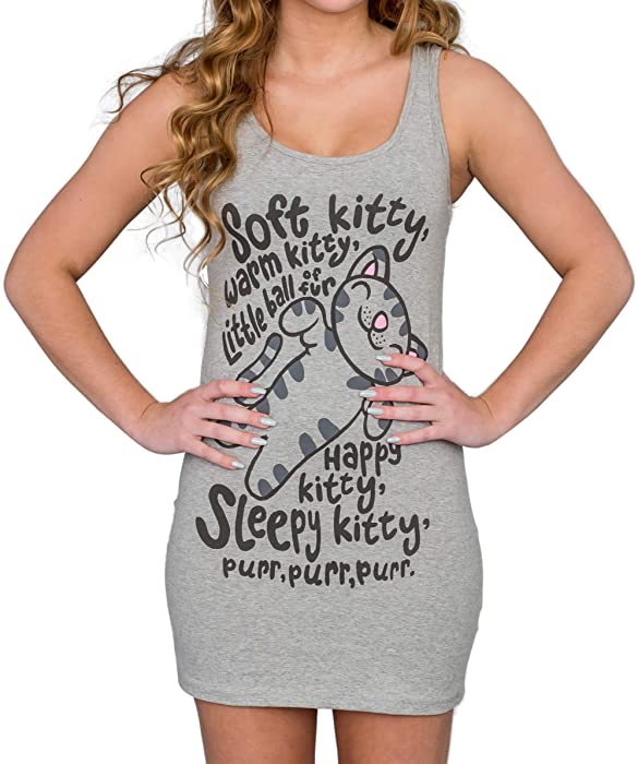 The Big Bang Theory Soft Kitty Warm Kitty Juniors Grey Tank Dress (Juniors