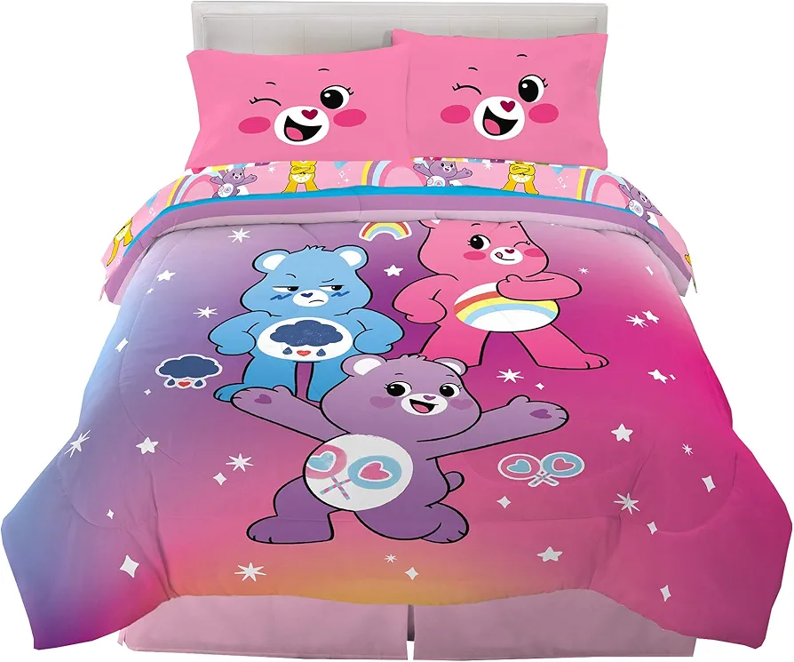 Franco Kids Bedding Super Soft Microfiber Comforter and Sheet Set, 5 Piece Full Size, Care Bears