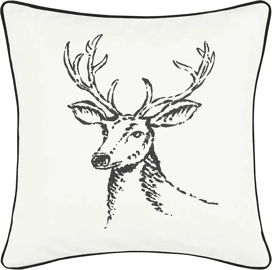 Eddie Bauer - Throw Pillow with Zipper Closure, Perfect Home Decor for Bed or Sofa (Morning Stag Black, 20" x 20")