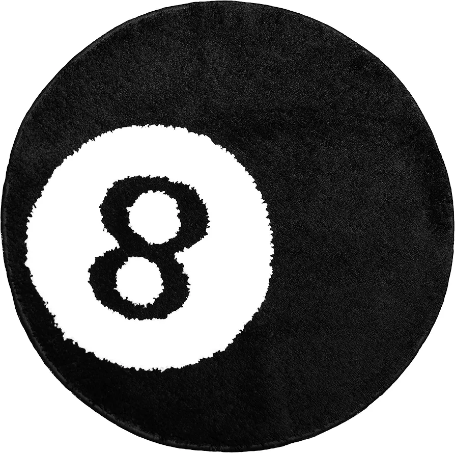 8 Ball Rug - 24 inch White & Black Hypebeast Rug - Cool Rugs and Aesthetic Rugs for Bedroom & Living Room - Y2K Rug for Y2K Room Decor