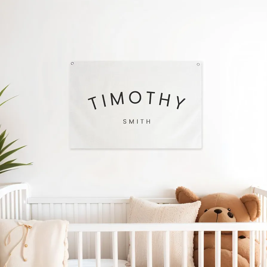 Custom Name Canvas Banner Baby Name poster Canvas Hanging Flag for Nursery and Playroom Wall Décor for Kids Trendy Room Décor for Boys and Girls (Blank)…