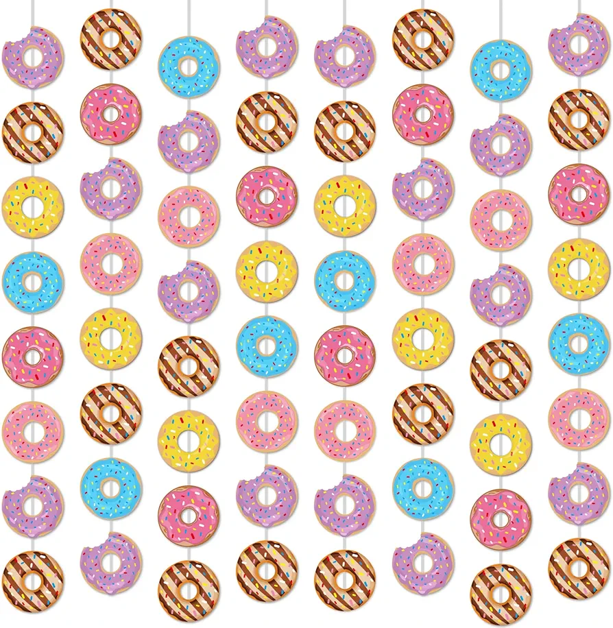 12 Packs Donut Birthday Party Banners Donut Garland Kit Donuts Hanging Swirl Donut Grow Up Party Supplies Decorations Donut Paper Cutouts for Baby Shower Party Home Classroom Favor Supplies Decor