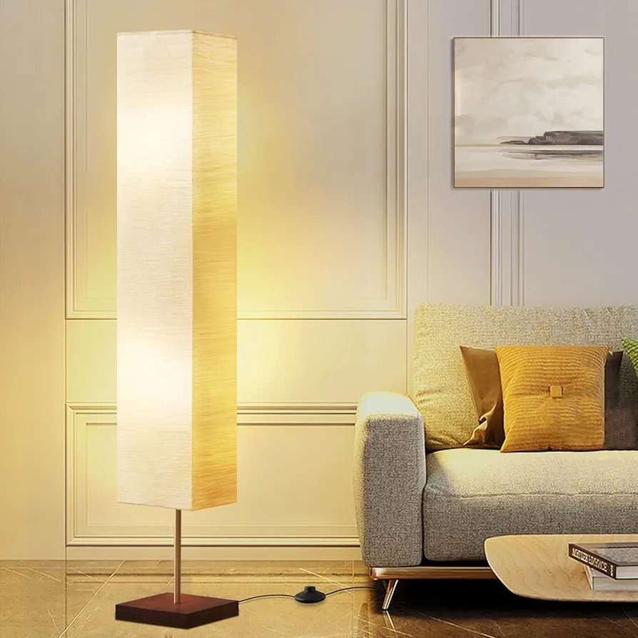 Floor Lamp for Living Room, Led Floor Lamp Column Floor Lamp Standing Lamp Corner Floor Lamp Modern Floor Lamp for Bedroom, Office& Living Room-Beige(Bulbs Included)