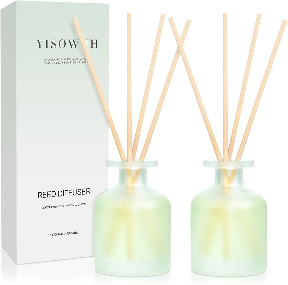 Reed Diffuser - Clean Linen 3.38oz (100ml) 2 Pack Essential Oil Reed Diffuser Set with 16 Sticks, Long Lasting Fragrance for Home, Bathroom, Bedroom, Room, Decor