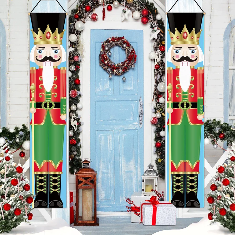 Nutcracker Door Banners Decoration for Home Nutcracker Décor Indoor & Outdoor Porch Signs Rustic Xmas Banners for Front Door Living Room Kitchen Wall Holiday Party (Nutcracker-King)