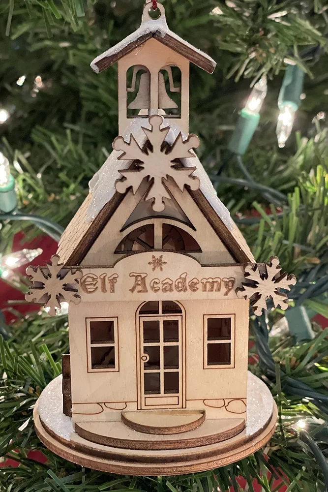 Ginger Cottages Elf Academy One Room Schoolhouse Ornaments for Christmas Tree