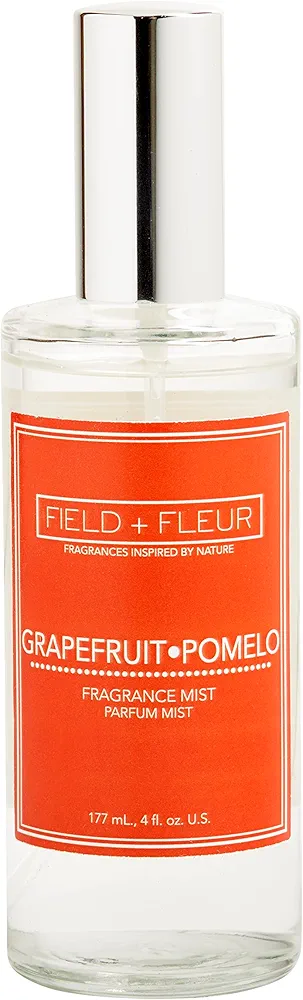 Field + Fleur by Hillhouse Naturals Fragrance Mist – Room Fragrance Air Freshener Spray, Long-Lasting Essential Oil Room Spray - Floral, Citrus, Aquatic Woods Notes - 4 oz (Grapefruit Pomelo)