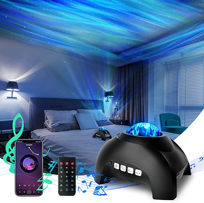 TOGAVE Northern Lights Aurora Projector, Star Projector with Bluetooth Music Speaker and White Noise, Night Light Galaxy Projector for Kids and Adults Bedroom, Party, Ceiling Decor and Home Theater