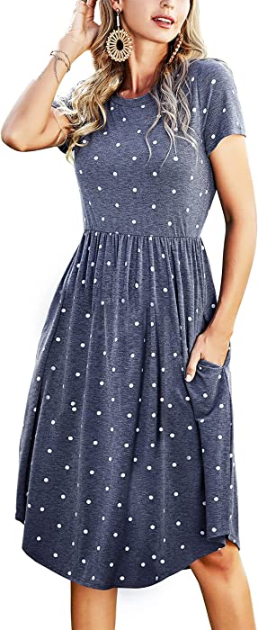 Simier Fariry Womens Modest Teacher Midi Casual Dress with Pockets