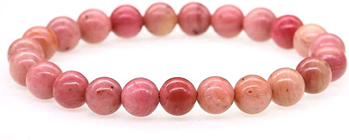 TonyJameJPStore Natural Rhodochrosite Stone Bracelet Stretch Stacking Yoga Bracelet 8MM Round Ro'se Beaded Women Jewelery Healthy Bangle Gift - 20cm