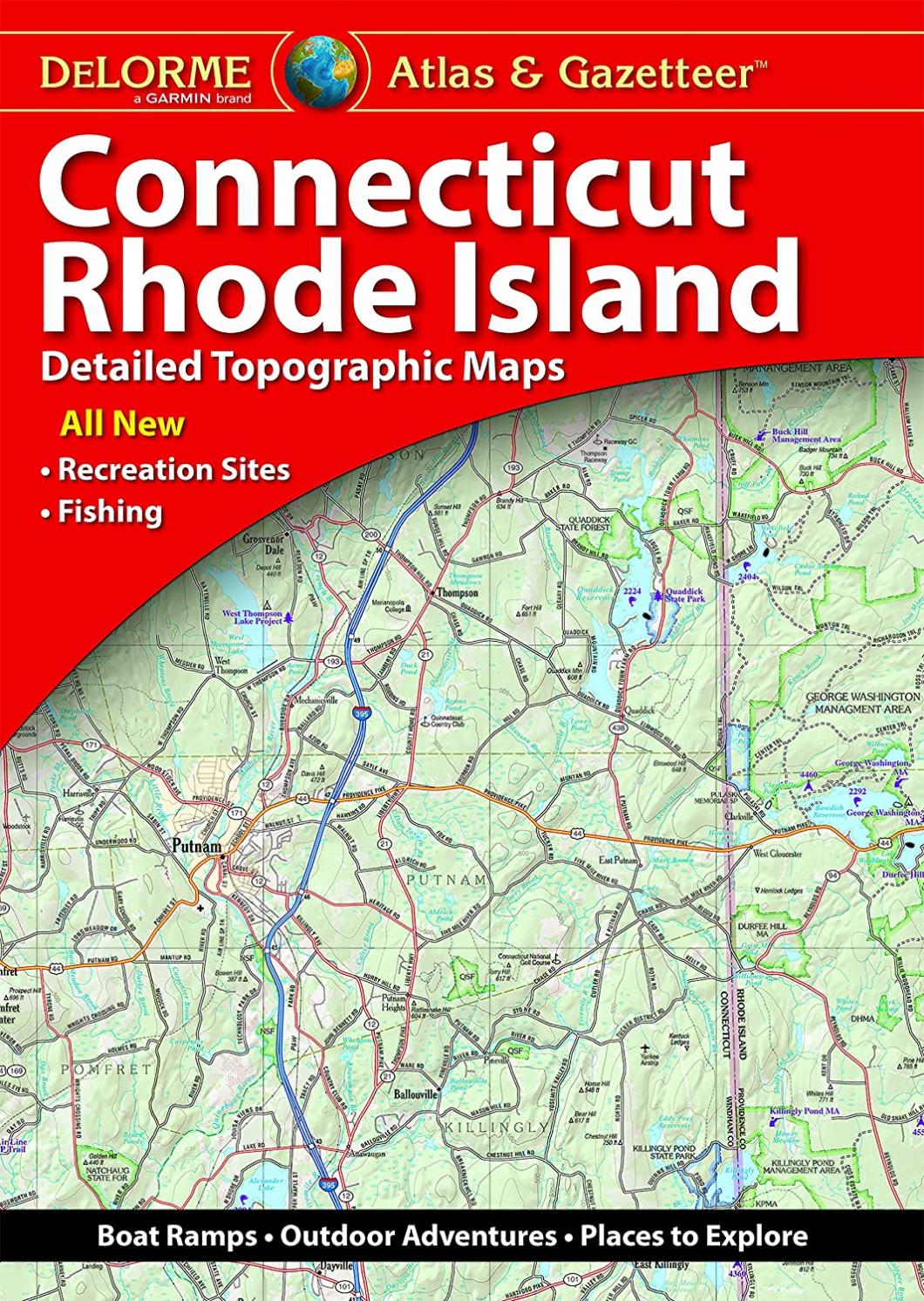 Garmin Delorme Atlas & Gazetteer Paper map- Connecticut/Rhode Island