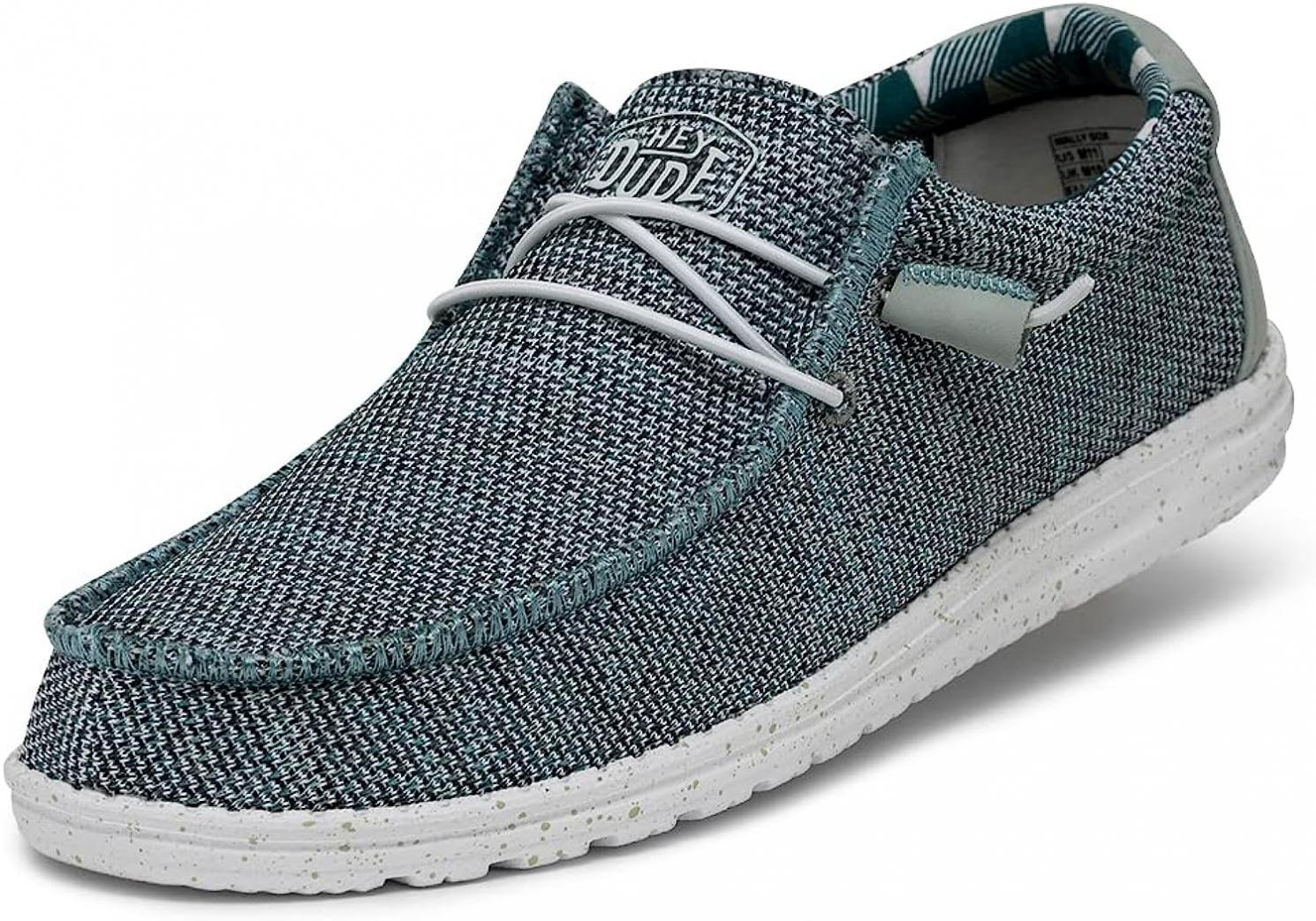 Hey Dude Men's Wally Sox Ice Grey Size 14 | Men's Loafers | Men's Slip On Shoes | Comfortable & Light-Weight