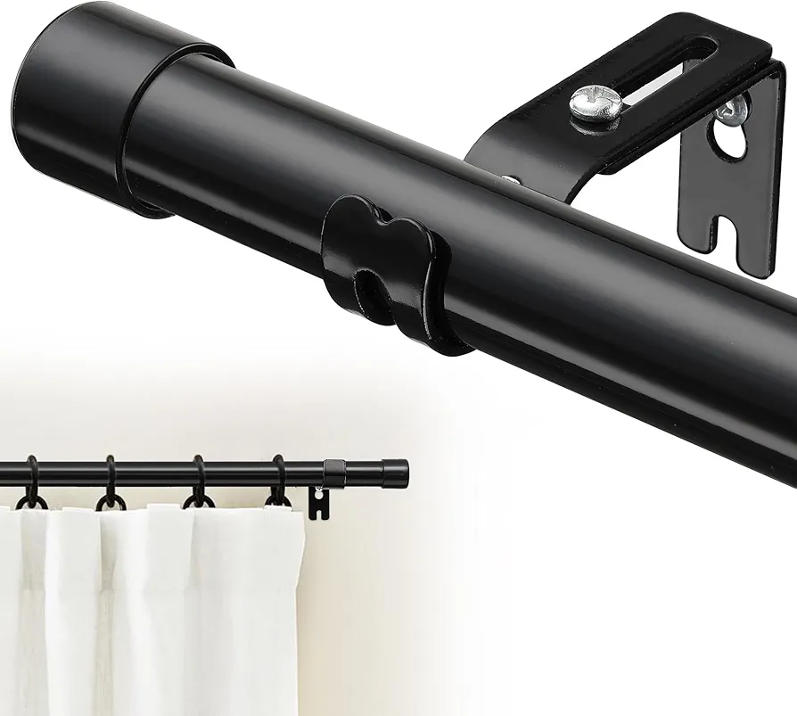 Curtain Rods for Windows 30 to 90 - Adjustable Black Curtain Rod - Heavy Duty 1 Inch Diameter Room Divider Curtain Rod for Sliding Door, Bedroom, Living Room