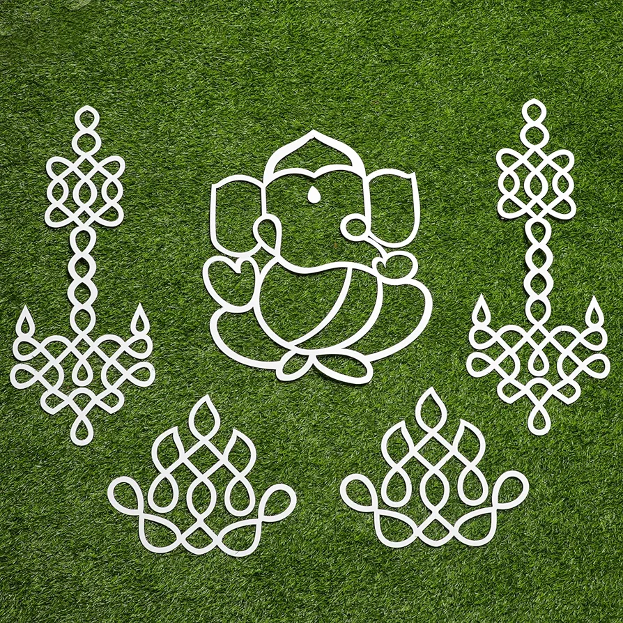 Desi Favors Ganesh Hanging Deepam Cutout | Indian Backdrop Decoration | Diwali, Pooja Room, Kolam Decor| Housewarming, Wedding Decor - 1 Pack