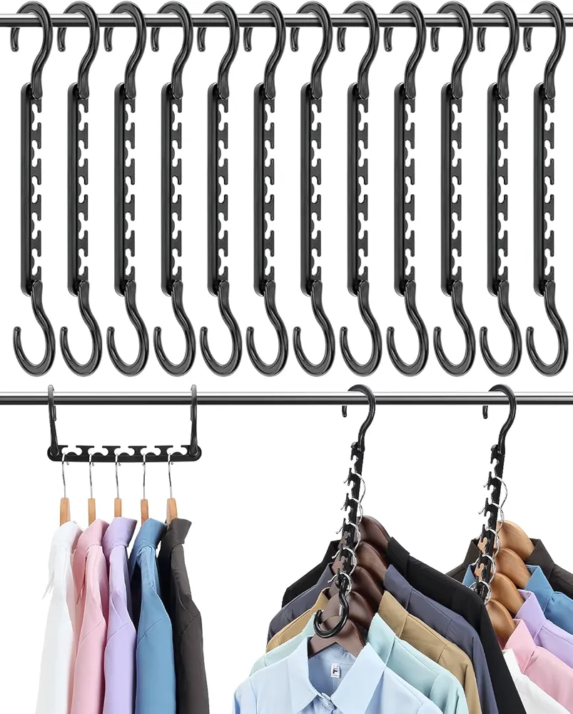 Hangers-Space-Saving-12 Pack - Closet-Organizers-and-Storage for Dorm-Room, Hanger-Organizer-Space-Saver-Hangers-for-Closet-Ogranization, Dorm-Room-Essentials-for-College-Students-Girls