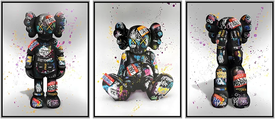 Hypebeast Kaws Poster - 3 Pieces 12x16" Unframed Kaws Figure Room Decor - Aesthetic Kaws Poster for Boys Room - Hype Beasts Teen Girls Bedroom Decor - Kaws Cute Hypebeast Room Decor for Guys Bedroom