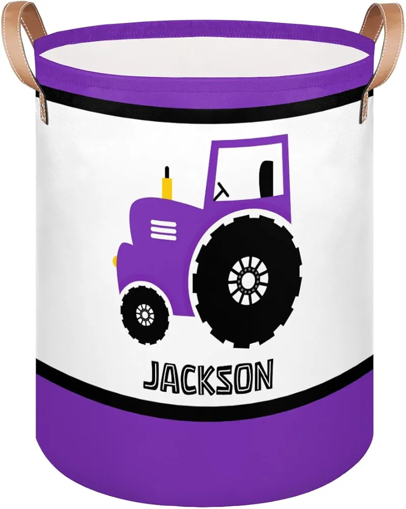 Purple Tractor Custom Laundry Hamper Large Women Men Storage Basket for Bedroom Kids Toy Laundry Basket for Bathroom Living Room