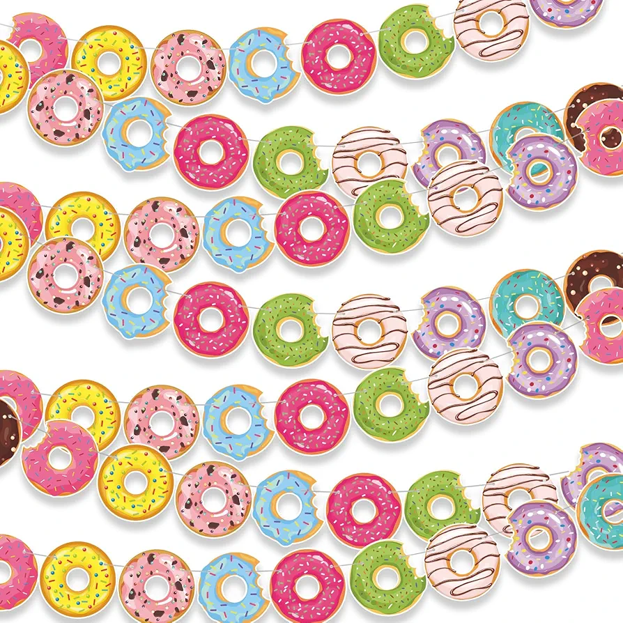 5 Pack Donut Party Decorations Banners 29.5 ft Birthday Party Garland Donut Themed Paper Cutouts Banners for Donut Grow up Baby Shower Party Home Classroom Favor Supplies Decor