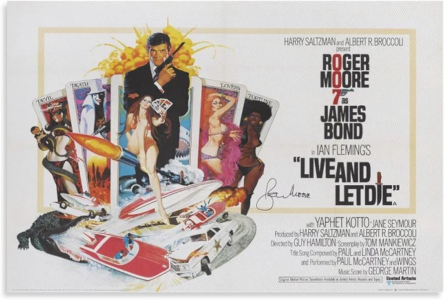 Live And Let Die Movie Posters Vintage James Bond Signed Cool Posters Canvas Wall Art Prints for Wall Decor Room Decor Bedroom Decor Gifts Posters 20x30inch(50x75cm) Unframe-style