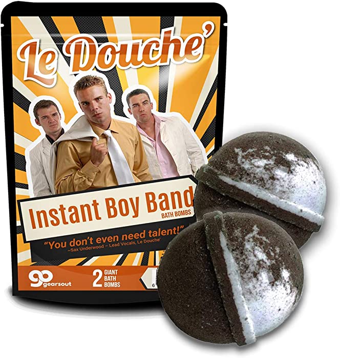 Gears Out Instant Boy Band Bath Bombs - Funny Boy Band Le Douche Design - XL Bath Fizzers for Men and Women - White and Brown Marbled, Root Beer Scent, Handcrafted in The USA