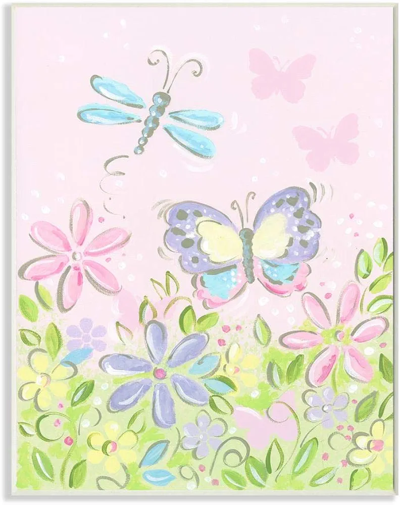 The Kids Room by Stupell The Kids Room by Stupell Pastel Butterfly and Dragonfly Wall Plaque Art, 10 x 15, Multi-Color