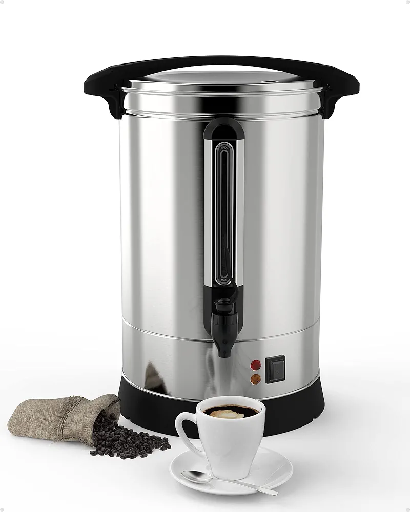 100 Cup Fast Brew Commercial Coffee Urn, Food Grade Stainless Steel Large Capacity Coffee Maker Perfect for Church, Meeting rooms, Lounges, and Other Large Gatherings-14 L