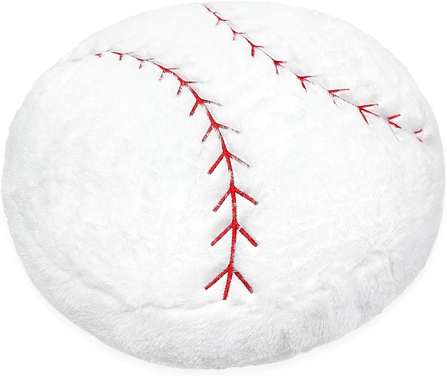 Baseball Plush, 18 inch Baseball Pillow Soft Fluffy Football Stuffed Plushies Toy Comfortable Cushion Room Decorations Party Gift for Boy & Girls