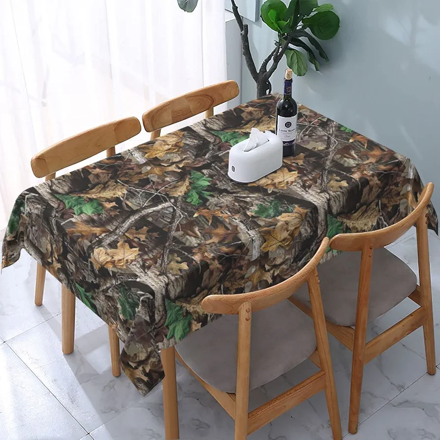 Cold Tree Camouflage Rectangle Tablecloth 54 x 72 Inch Waterproof Wrinkle Resistant Washable Farmhouse Table Cover Mat Modern Table Cloth for Kitchen Dining Room Party Home Decoration