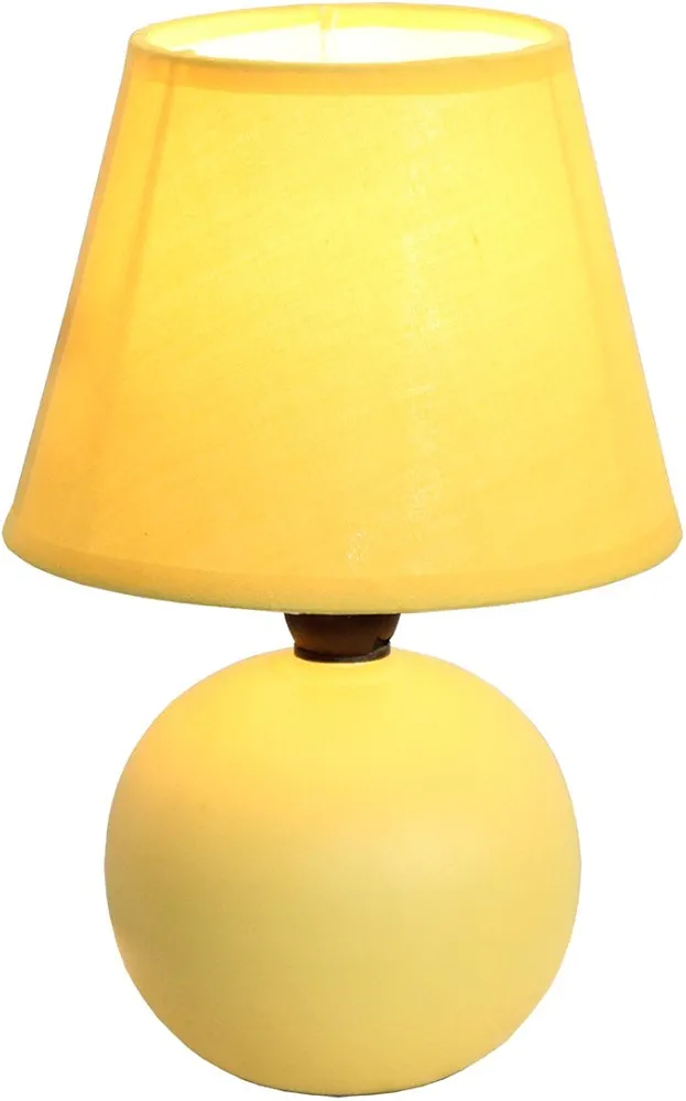 Simple Designs LT2008-YLW Mini Ceramic Globe Table Lamp with Matching Fabric Shade, Yellow