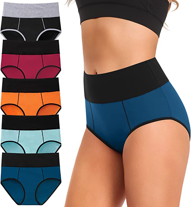 Women's Underwear Cotton, High Waisted Full Coverage Briefs, Soft Stretch No Muffin Top Ladies Panties Regular & Plus Size