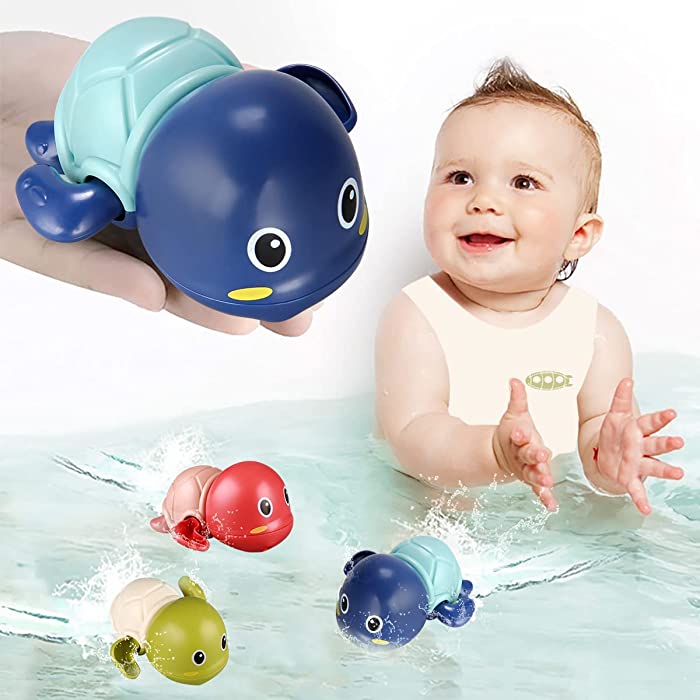 Bath Toys, 3 Pack Cute Swimming Turtle Bath Toys for Toddlers 1-3, Floating Wind Up Toys for 1 Year Old Boy Girl, New Born Baby Bathtub Water Toys, Preschool Toddler Pool Toys