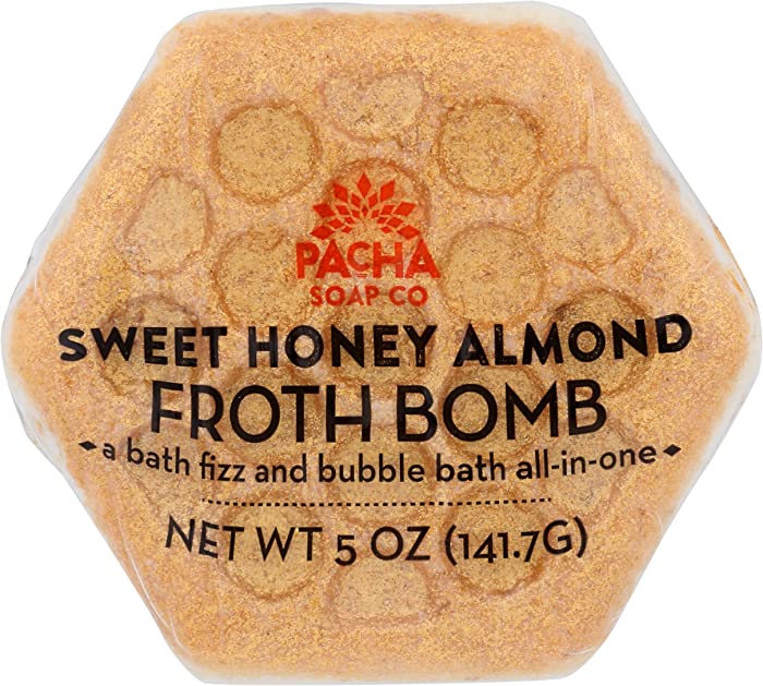 Pacha Soap, Froth Bomb Sweet Honey Almond Honeycomb, 5 Ounce