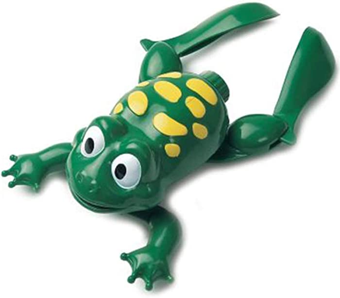 Liberty Imports Swimming Frog with Baby Plastic Electronic Battery Operated Cute Bath Toy for Kids Bathtime Fun (Green)