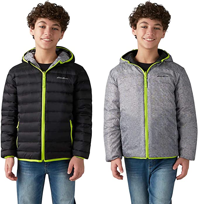 Eddie Bauer Boys Reversible Hooded Down Jacket