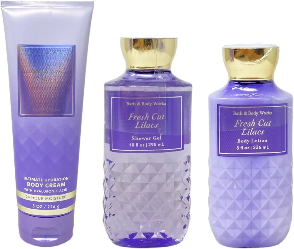 Bath & Body Works Fresh Cut Lilacs 3 Piece Bundle - Body Cream - Shower Gel - Body Lotion - Full Size