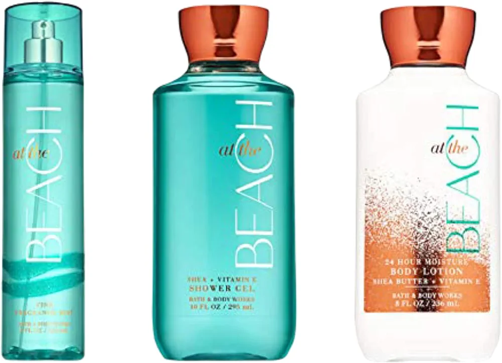 Bath & Body Works ~ Signature Collection ~ At The Beach ~ Shower Gel ~ Fine Fragrance Mist & Body Lotion ~ Trio Gift Set