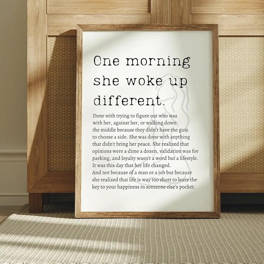 NATVVA One Morning She Woke Up Different Poster Wall Decor Female Empowerment Canvas Art Prints Painting Woman Line Picture Artwork Home Girl Boss Room Decoration No Frame