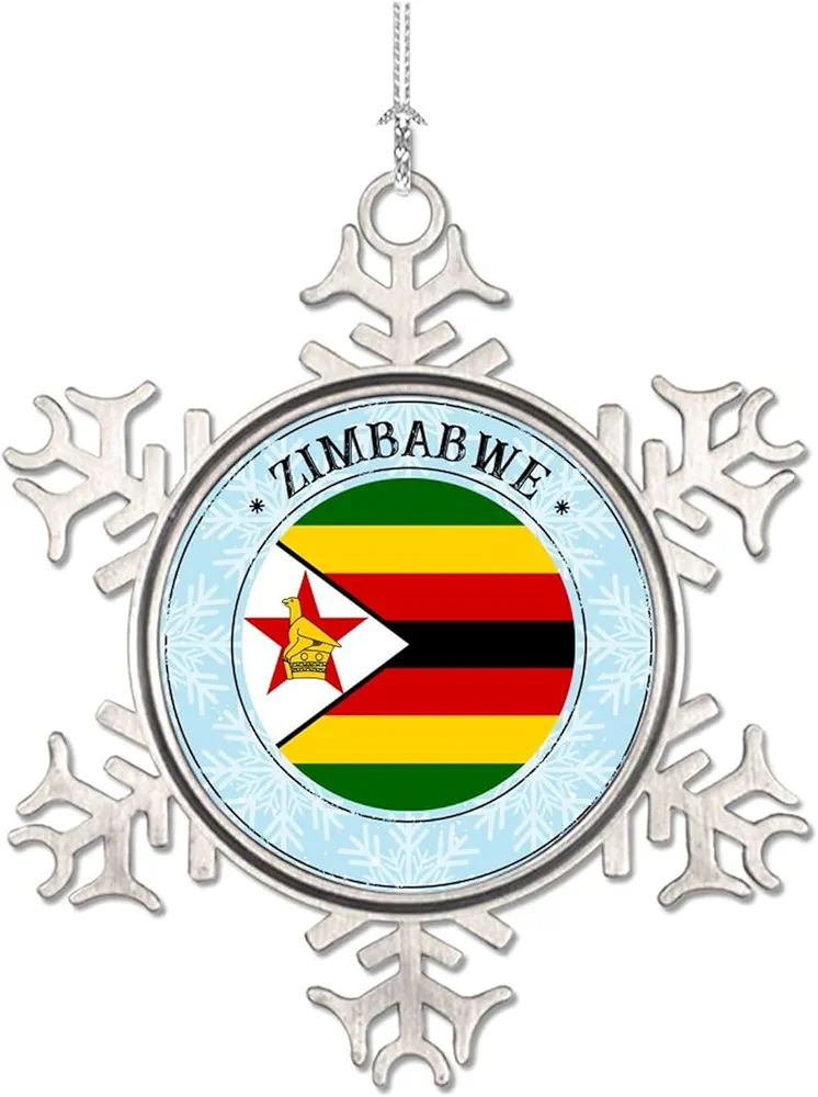 Zimbabwe National Flag Metal Christmas Ornament Kids Home Rooms Funny Christmas Decorations Tree Hanging Gifts Zimbabwe Country City Christmas Ornament for Family Sister Friend